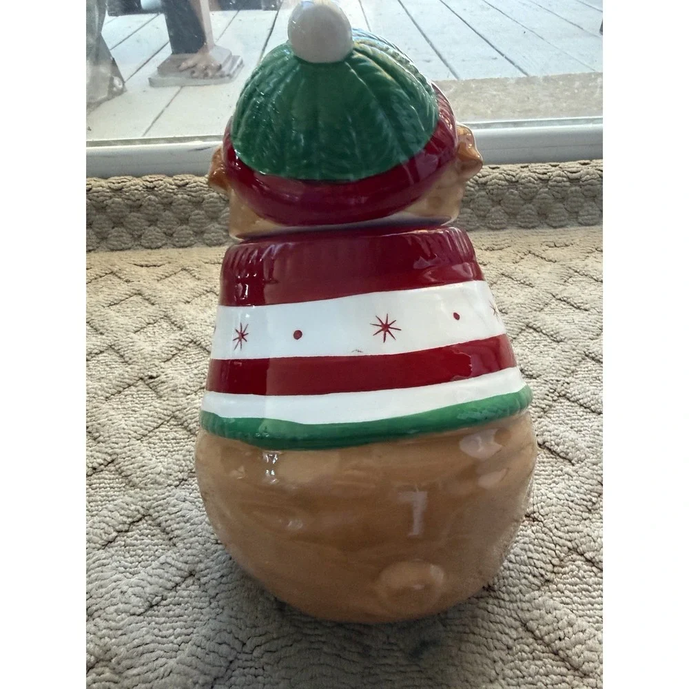 SLEIGHBELL BISTRO Christmas Santa Pug Bulldog Ceramic Cookie Jar
